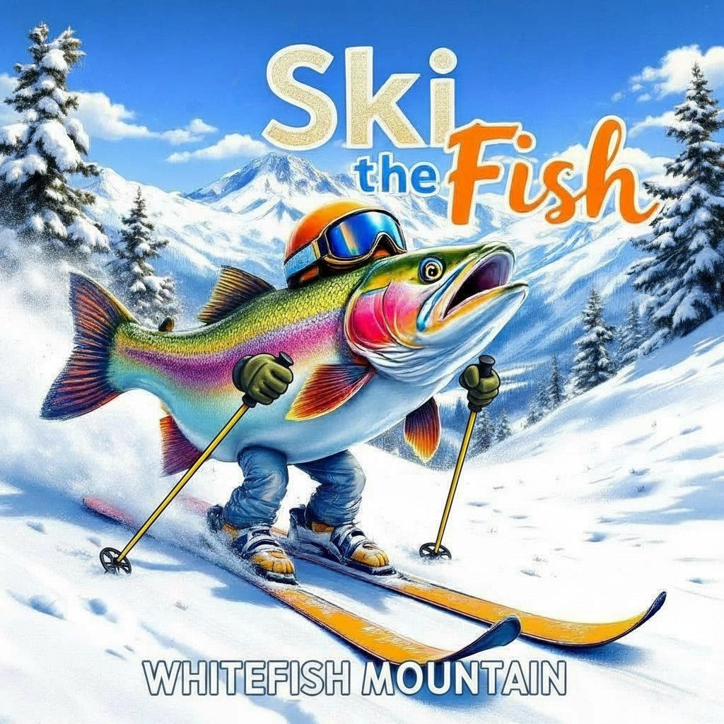 Whitefish Mountain Montana Ski Inspired Magnet