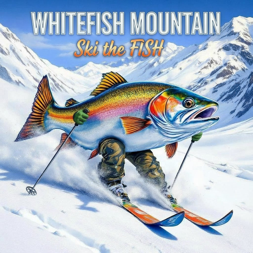 Whitefish Mountain Montana Ski Inspired Magnet