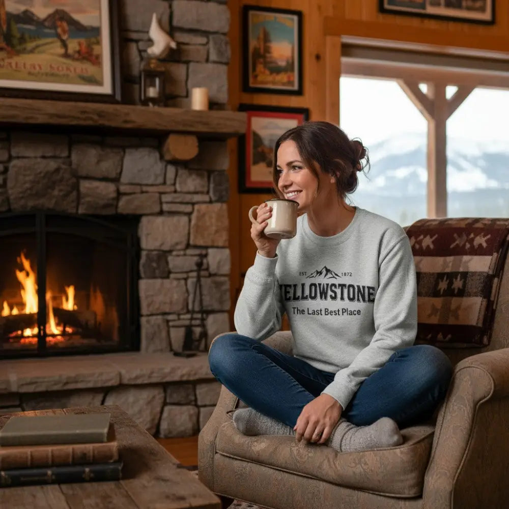 Yellowstone Est 1872 The Last Best Place Mountain Design Sweatshirt