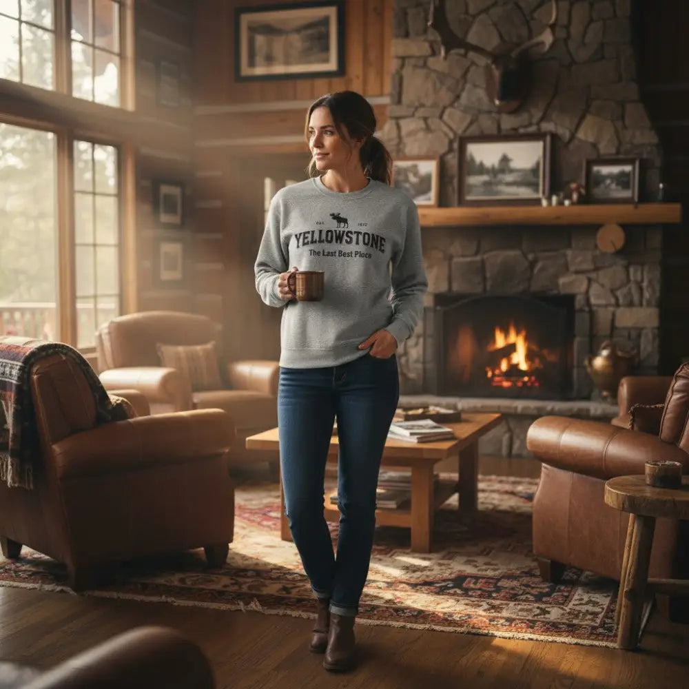 Yellowstone The Last Best Place Est 1872 Moose Design Sweatshirt